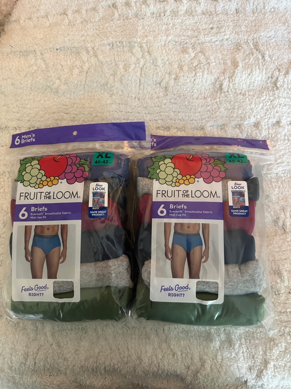 2 PACK!! Fruit of the Loom Mens Multi-Color Briefs Pack - 6 briefs per pack